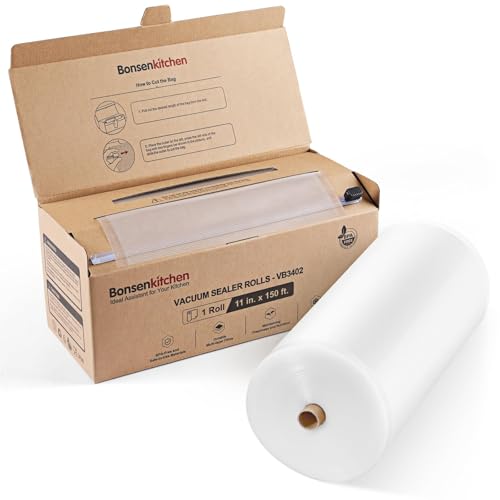 [2025 New] Bonsenkitchen 11” x 150’ Vacuum Sealer Bags Rolls with Cutter for Food Storage, Commercial Grade, BPA Free, Great for Meal Prep and Sous Vide Cooking