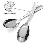 Soup Spoons Stainless Steel Soup Spoons Set of 6 Long Handle Dinner Spoons Silver Asian soup spoon for Ramen Thai Miso (SP01)