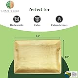 Charity Leaf Disposable Palm Leaf 14" x 10" Trays (25 Pieces) Bamboo Like Serving Platters, Disposable Boards, Eco-Friendly Dinnerware for Weddings, Catering, Events