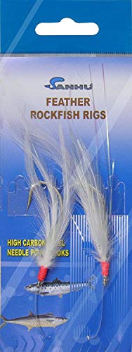 Rock Cod Feather Rigs 3/0 White - 12 Packs