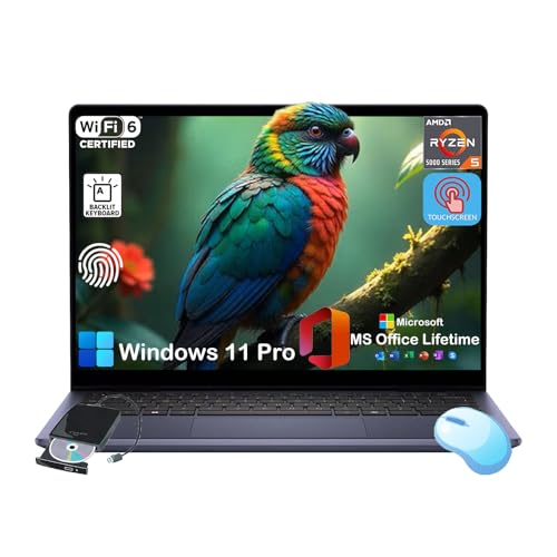 Dell Inspiron-14 2-in-1 Touchscreen Laptop - w/Office Lifetime • 14-inch FHD+ IPS Display • AMD Ryzen 5 8640HS • Backlit KB • Fingerprint • Win 11 Pro & External DVD Drive (32GB DDR5 RAM | 1TB SSD)