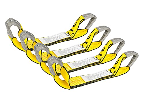 Mytee Products (4 Pack) 2" x 16" Replacement Dog Bone Short Strap | Heavy-Duty 2 Inch Car Tie Down Short Strap with Sewn Eye Loop