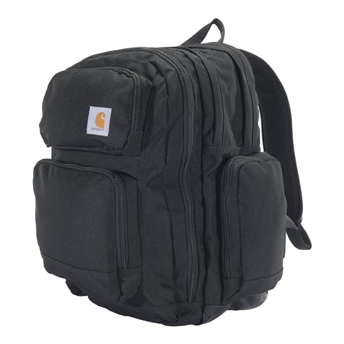 Carhartt 35L Triple-Compartment Backpack, Durable Pack with Laptop Sleeve and Duravax Abrasion Resistant Base, Black