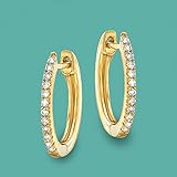 Ross-Simons 0.10 ct. t.w. Diamond Huggie Hoop Earrings in 14kt Gold