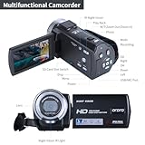 ORDRO Camcorders HDV-V12 HD 1080P Video Camera Recorder Infrared Night Vision Camera Camcorders with 16G Memory Card and 2 Batteries