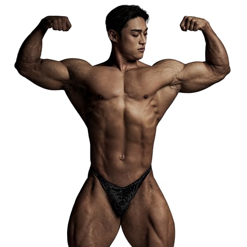 FIED V Cut Bodybuilding Trunks Posing Suits Competition (Velvet BLACK) (30)