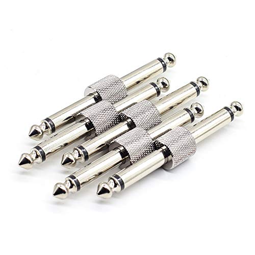 SONICAKE Guitar Bass Accessories 1/4 Inch 6.35mm Male to Male Effects Pedalboard Straight Coupler Pedal Connector (5PCS)