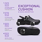 Anywear Zone Nursing Clogs for Women and Men - Lightweight Slingback Non-Slip Work Shoes with Exceptional EVA Cushioning, Ventilated Insoles - Black, 8 Women/6 Men