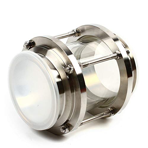 Sanitary In-Line Liquid Flow Sight Glass for Brewery Beverage Industry SUS 304 Sight Glass Tri Clamp Type Industrial Flow Sanitary Glass Quick-Install Equipment (4 inches)
