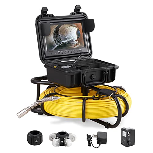 VEVOR Sewer Camera, 150FT, 9" Screen Pipeline Inspection Camera with DVR Function & 8 GB SD Card, Waterproof IP68 Borescope w/LED Lights, Industrial Endoscope for Home Wall Duct Drain Pipe Plumbing