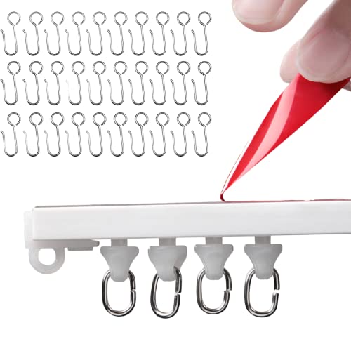 OEOEKHDJ Self Adhesive Ceiling Or Wall Curtain Track No Drill Curtain Rod, No Damage Curtain Track Hangers, Adhesive Curtain Rod For Windows Cabinet Closet Bathroom Shower Curtain (16FT)