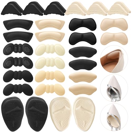 20 Pairs Shoe Filler Heel Grips for Womens Shoes, Adjustable Toe Filler Heel Grips Liner Insert with Toe Inserts, Heel Cushion Pads, Shoe Pads for Heel Slipping Blisters Pain