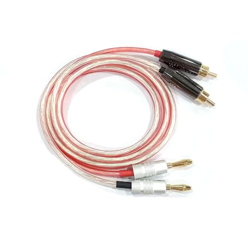 HAIBIANDI 2 RCA to 2 Banana Plug Speaker Cable, 1M, Black, Male-to-Male, High Speed, Indoor, Speaker, Subwoofer, Amplifier, Audio Equipment