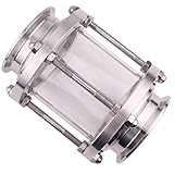 DERNORD In-Line Sight Glass with Clamp End,Flow Sanitary Straight Sight Glass SUS316 3 Inch Tri Clamp Type (Flow Pipe OD 76MM)