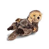 DEMDACO Momma Otter and Baby Brown and Tan 13 Inch Polyester Soft Plush Stuffed Animal