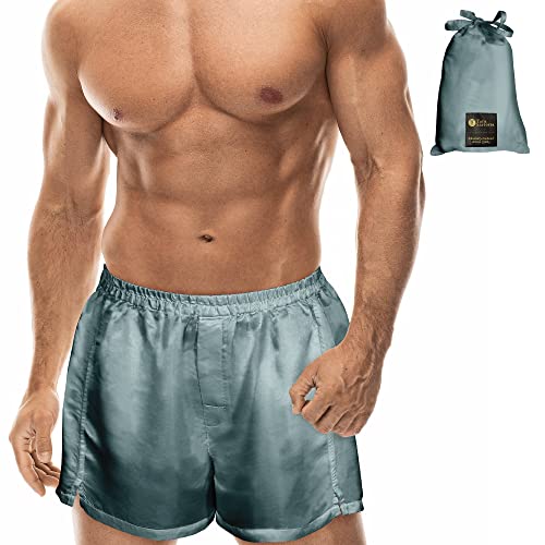 Tara Sartoria Luxury Artisan Silk Boxers For Men, 27 Momme, Machine Washable Light Blue