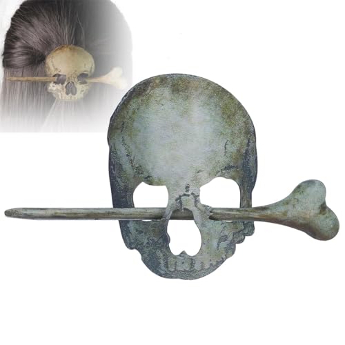 KSHVBVD Skull and Bone Hair Pin, Skull Hair Pin Stick Slide with Faux Bone, Vintage Skull Hairpin, Halloween Skull Hairpin, Long Hair Accessories for Party Cosplay, Photo Props and Accessories(Skull)