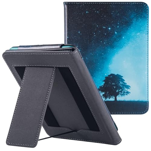 BOZHUORUI Stand Case for Kindle Paperwhite 12th Generation & Kindle Colorsoft Signature Edition eReader (7",2024) - PU Leather Sleeve Cover with Hand Strap/Auto Sleep/Wake (Vast Starry Sky)