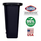 Glad 13 Gallon Trash Can | Plastic Kitchen Waste Bin with Odor Protection of Lid | Hands Free with Step On Foot Pedal and Garbage Bag Rings, Black