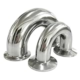 TWRQA 32-89mm O/D Tri Clamp 304 Stainless Steel Sanitary Ferrule 180 Degree Return Bend Elbow Three Clover Pipe Fitting For Homebrew(63 x clamp 77.5)