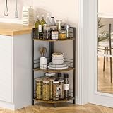 DAOUTIME Bathroom Standing Shelf, 3 Tier Open Floor Shelves, Free-Standing Shelf Units, Triangular Curved Corner Shelf Stand for Small Space, Ideal for Bathroom,Kitchen,Vanity Storage and Organizer