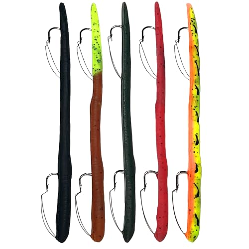 Made in USA Weedless Pre-Rigged Fishing Lures Bass Set, Pike, and Anything in Between - DeLong Lures - Extra Durable Soft Plastic Swimbaits for Bass Fishing Lures - 5 PCS Bass Baits and Lures Pack