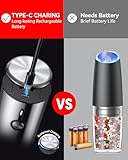 Large Capacity Rechargeable Electric Salt and Pepper Grinder Set -USB Charging Port with Sliding Dust Cover; Automatic Salt and Pepper Mill Grinder With LED Light-6 Adjustable Grinding Modes