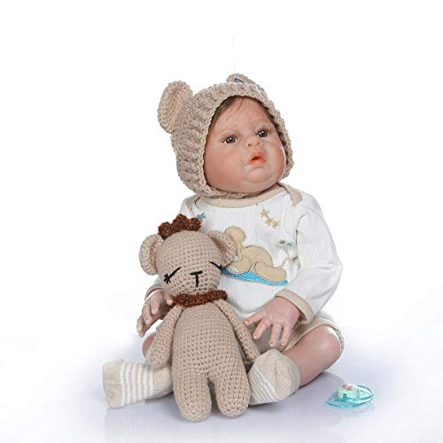 TERABITHIA 18inch 47cm Rare Alive Soft Wool Puppy Silicone Vinyl Full Body Reborn Baby Dolls Preemie Detailed Painting Pinky Look Real Newborn Doll Washable for Boy