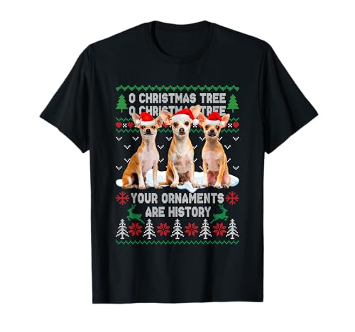 Cute Chihuahua Dog Oh Christmas Tree Ugly Xmas T-Shirt for Men Women Kids