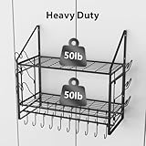 VyGrow 35 Inch Pot Rack Wall Mounted, 2 Tier Pots and Pans Organizer with 20 Hooks and 6 Pot Lid Holders, Heavy Duty Steel Pot and Pan Hanger for Kitchen Cookware Utensils Storage 34.7" Lx13 Wx26.4 H