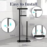 Kitsure Toilet Paper Holder Free Standing - Multifunctional & Rustless Toilet Paper Holder Stand for 4 Rolls, Anti-Slip Black Toilet Paper Holder with Shelf for Phones, Small Items, Black