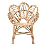 bali & pari Eliava Modern Natural Rattan Flower Accent Chair in Brown