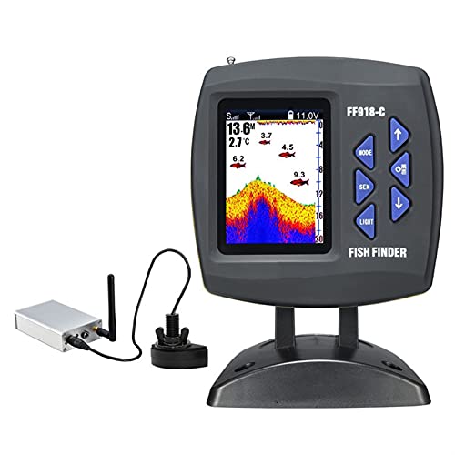 Fish Finders Depth Finders Remote Control Bait Boat Fish Finder 3.5" LCD Perating Range 300m Depth Range 100M Wireless for Boat Kayak Sea Fishing (Color : FF918-CWLS)
