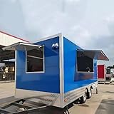 Food Trailer Mobile Food Truck Trailer Fast Food Trailers for Sale Ice Cream Cart For Business Concession Food Trailers for Sale Food Vending Cart Hot Dog Cart with Wheel for Business (5*2.1*2.35m)