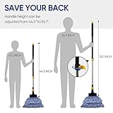 Yocada Looped-End String Wet Mop Heavy Duty Cotton Mop Commercial Industrial Grade Telescopic Iron Pole Jaw Clamp Floor Cleaning 55.1 inch