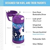 THERMOS FUNTAINER Water Bottle with Straw - 12 Ounce - Kids Stainless Steel Vacuum Insulated Water Bottle with Lid, Space Unicorn