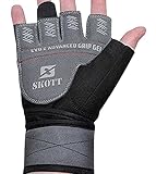 skott 2019 Evo 2 Weightlifting Gloves with Integrated Wrist Wrap Support-Double Stitching for Extra Durability-Get Ripped with The Best Body Building Fitness and Exercise Accessories (Large)