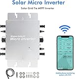 Micro Solar Inverter Grid Tied, Mppt IP65 Waterproof Solar Grid Tie Inverter, 1200/1400/1600/2000/2400/2800WSolar Power Photovoltaic Power Generation System, Multiple Single String Stacking,2400W