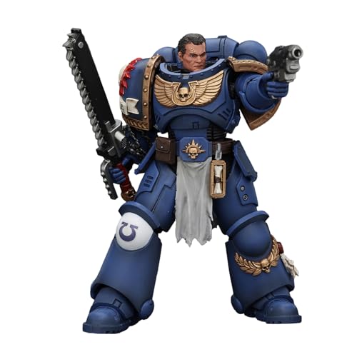 JoyToy Warhammer 40K Genuine License 1:18 Action Figure, Space Marine 2, Uitramarines Lieutenant Titus, 5.03 inch Collectible Action Figures Kits