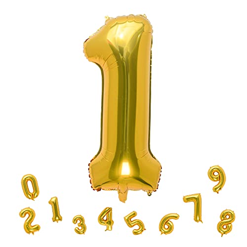 32 Inch Gold Number 1 Balloons Foil Ballon Digital Birthday Party Decoration Supplies (Gold Number 1 Balloon)