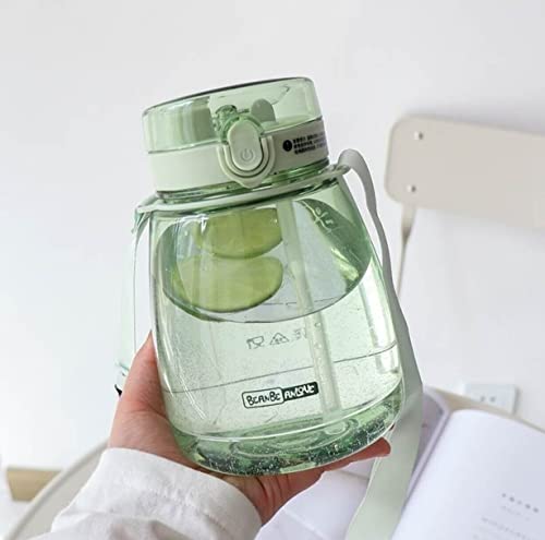 MOIOIBE Girls Water Bottles for School, Upgrade Aesthetic Water Bottles, Cute Water Bottle with Handle, Water Jug Green