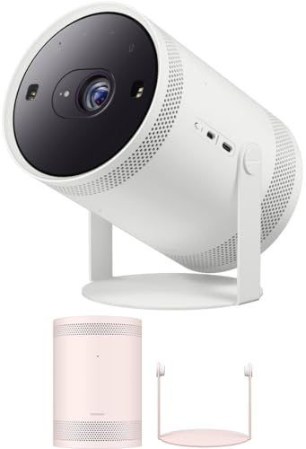 Samsung SP-LFF3CLAXXZA 30-100 Inch The Freestyle Gen2 Smart Projector with a Samsung VG-SCLB00PS The Freestyle Skin and Cradle - Blossom Pink (2023)
