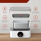 Cordless Electric Lunch Box,Rechargeable Self-Heating Food Warmer with 1000ML Container,Battery-Powered Heated Lunch Box,Perfect for Travel and Work