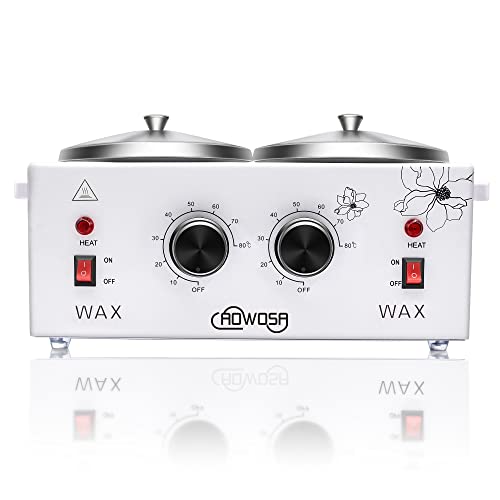 Double Wax Warmer Professional Electric Wax Heater Machine for Hair Removal, Dual Waxing Pot Paraffin Facial Skin Body SPA Salon Equipment with Adjustable Temperature Set