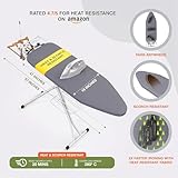 Xabitat Full Size Ironing Board 57" X 18" with Wall Mount Hanger, Full Metal Construction Iron Board, Built in Iron Caddy, Heat & Scorch Resistant Fabric, Cord Holder, Anti-Skid Feet, Heavy Duty