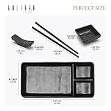 GOLIBER 16 Pc. Japanese Sushi Plate Set with Plates, Soy Sauce Bowls, Chopsticks and Holders, Melamine Tableware Serving Dishes for Modern Dining, Classic 4 Person Dinnerware