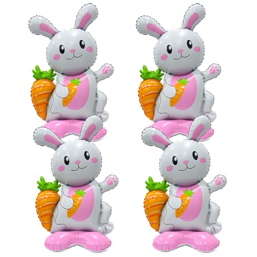 Bunny Balloons, Easter Balloons, Pink Rabbit Balloons for Easter Party Birthday Party Animal Party Decorations Supplies - 4Pcs