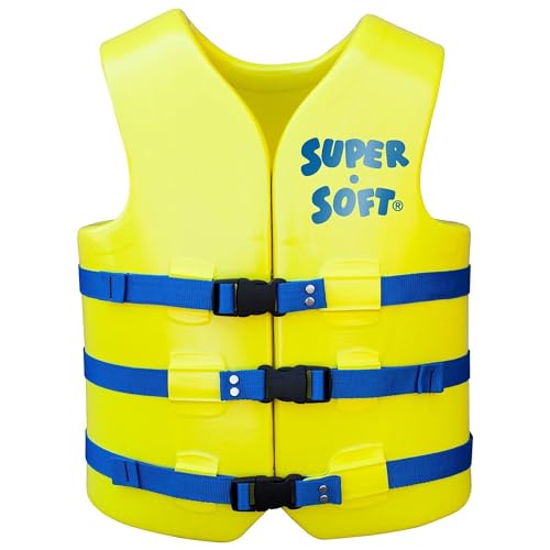 TRC Recreation Super Soft Adult Size XS Life Jacket USCG Approved Vinyl Coated Foam Swim Vest for Swimming Accessories and Beach Gear, Yellow