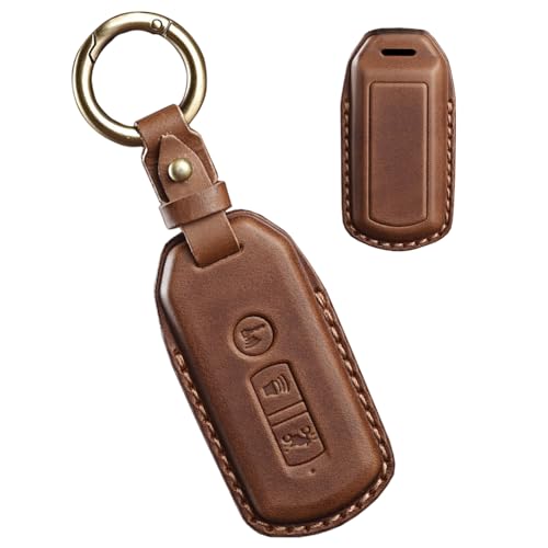 HIBEYO Key Fob Cover for Honda Forza 250 350 X-ADV 750 SH150i SH300 150 PCX 125 SH125 JpADV150 2020 2021 Leather Key Case Cover with Keychains Accessories-Brown