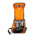 Lowepro GearUp Creator Box Medium II, Mirrorless and DSLR Camera Bag, Camera Case with QuickDoor Access, Made with Recycled Fabric, Orange Padded Interior Dividers, Grey